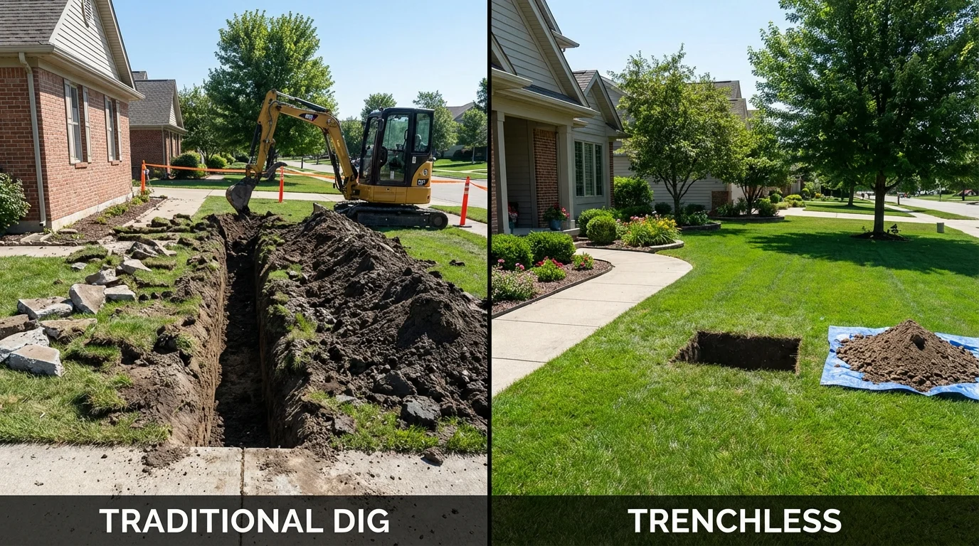 Trenchless sewer repair with minimal yard damage versus traditional excavation in Atascadero, CA
